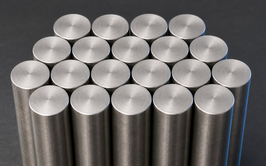 Bundled nickel alloy round bars, cut ends